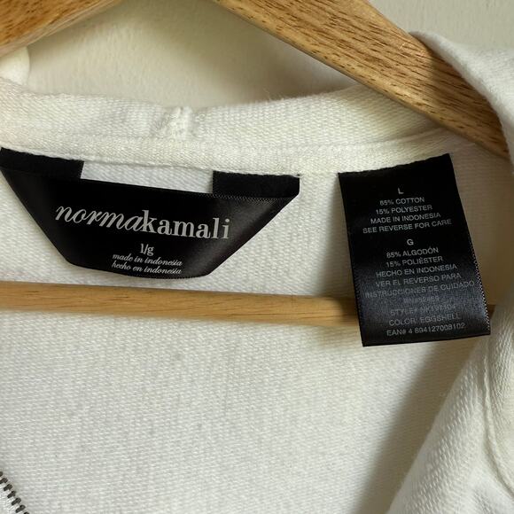 Norma Kamali White Sleeveless Zip Hoodie Vest Size L - Picture 5 of 6